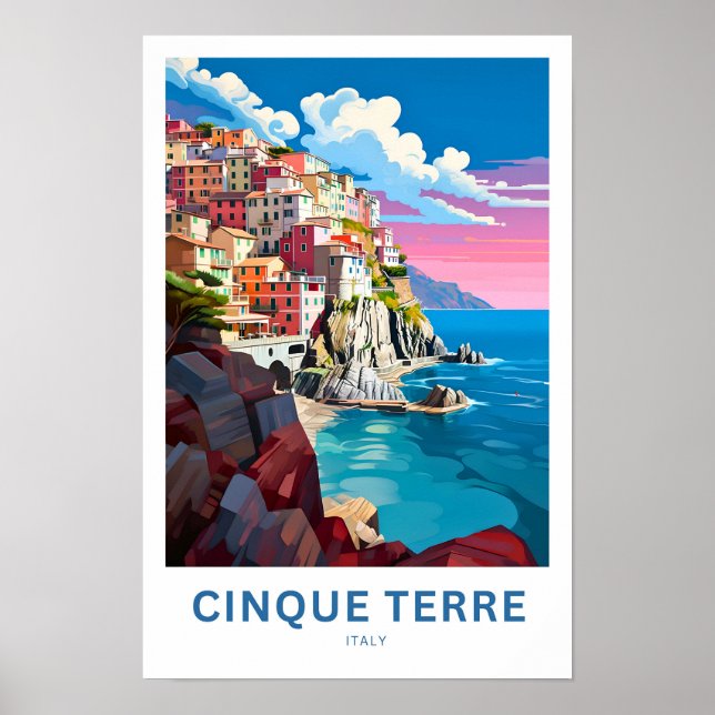 Skriv ut Cinque Terre Italien Travel Poster (Framsidan)