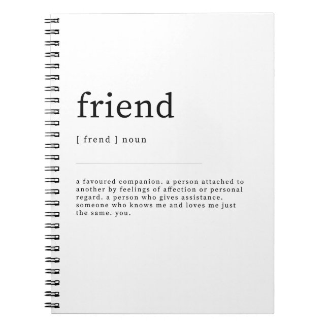 Skriv ut citattecken för Friend Definition Diction Anteckningsbok (Framsidan)