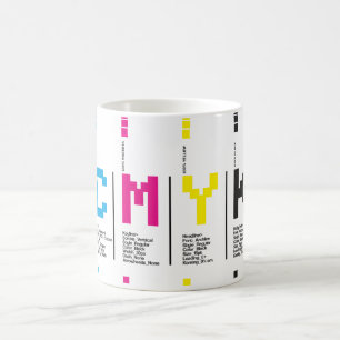 Skriv ut CMYK Bläck i grafisk designern Kaffemugg