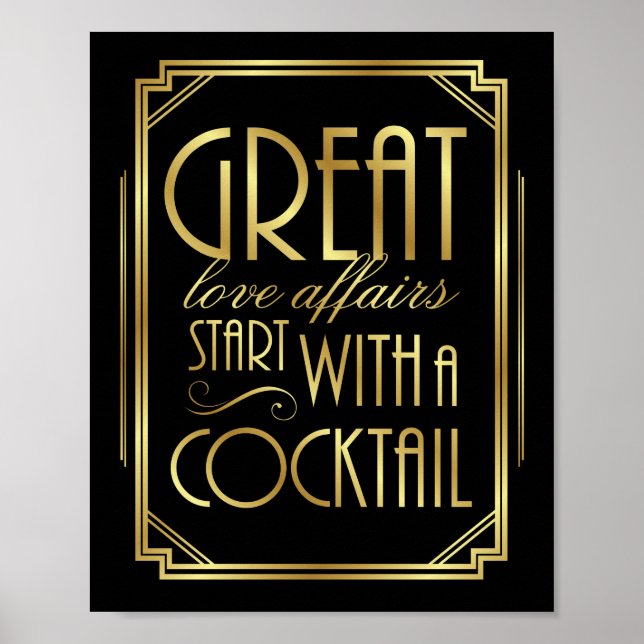 Skriv ut COCKTAIL-offert för Gatsby Art Deco Bröll Poster (Framsidan)