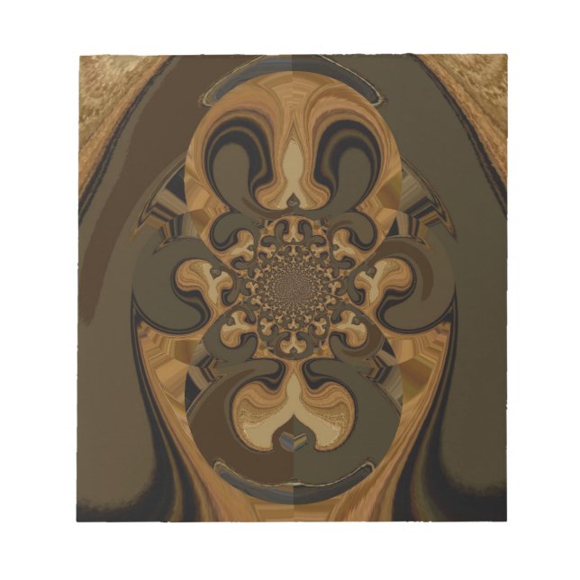 Skriv ut "Coffee Brown Fluid Kaleidoscope Art Prin Anteckningsblock (Framsida)