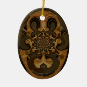 Skriv ut "Coffee Brown Fluid Kaleidoscope Art Prin Julgransprydnad Keramik