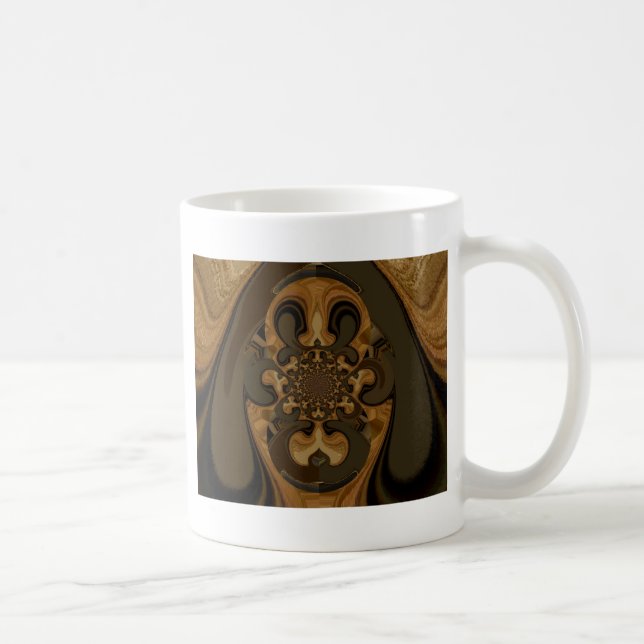 Skriv ut "Coffee Brown Fluid Kaleidoscope Art Prin Kaffemugg (Höger)
