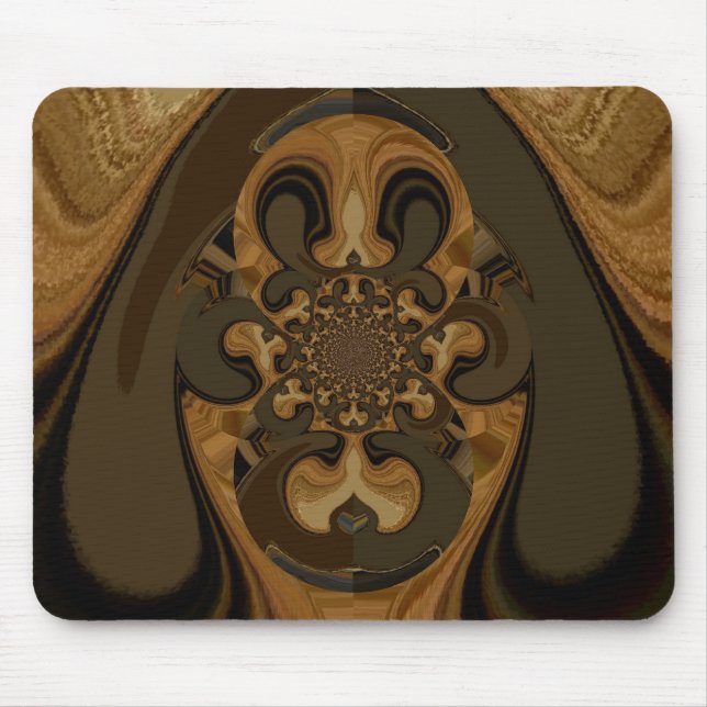Skriv ut "Coffee Brown Fluid Kaleidoscope Art Prin Musmatta (Framsidan)