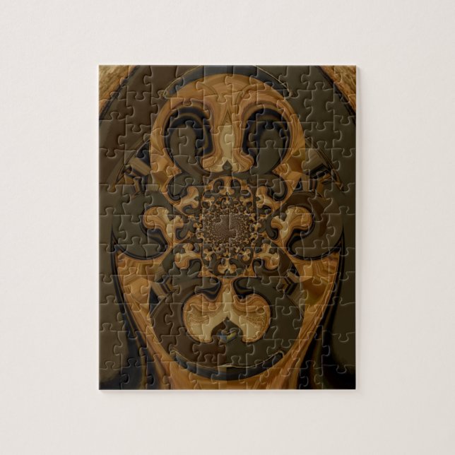 Skriv ut "Coffee Brown Fluid Kaleidoscope Art Prin Pussel (Vertikal)