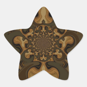 Skriv ut "Coffee Brown Fluid Kaleidoscope Art Prin Stjärnformat Klistermärke
