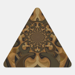 Skriv ut "Coffee Brown Fluid Kaleidoscope Art Prin Triangelformat Klistermärke