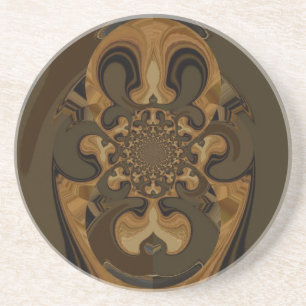 Skriv ut "Coffee Brown Fluid Kaleidoscope Art Prin Underlägg Sandsten