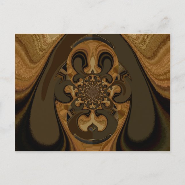 Skriv ut "Coffee Brown Fluid Kaleidoscope Art Prin Vykort (Framsida)