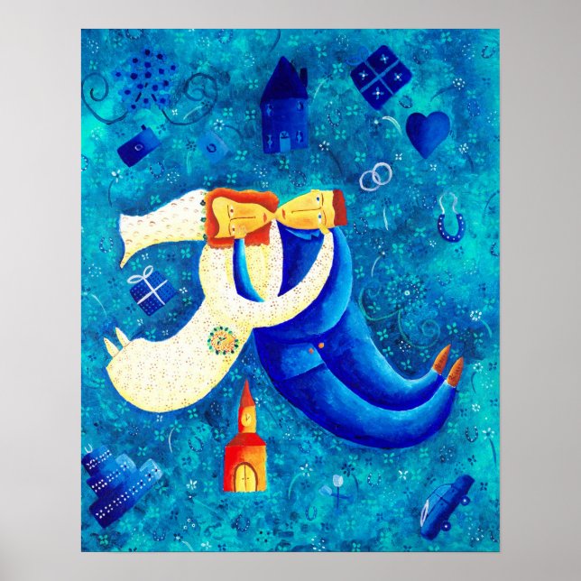 Skriv ut Contemporaryn Bröllop Painting Poster (Framsidan)