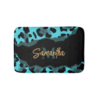 Skriv ut Cute Blue Leopard Badrumsmatta
