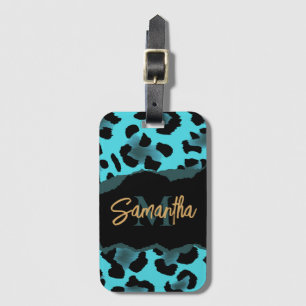 Skriv ut Cute Blue Leopard Bagagebricka