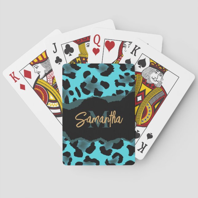 Skriv ut Cute Blue Leopard Casinokort (Baksidan)
