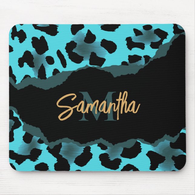 Skriv ut Cute Blue Leopard Musmatta (Framsidan)