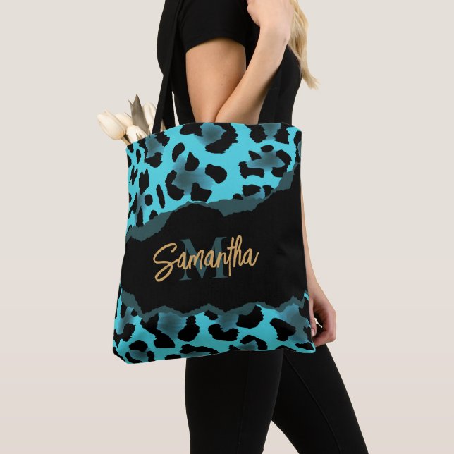 Skriv ut Cute Blue Leopard Tygkasse (Närbild)