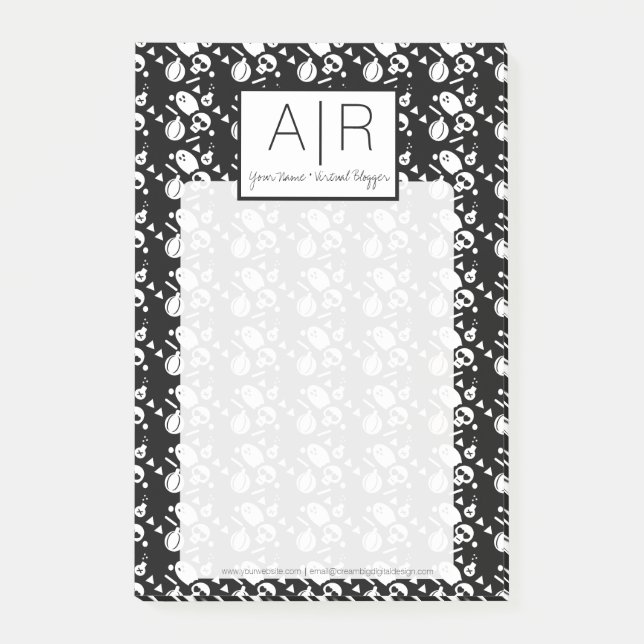 Skriv ut Cute Halloween Skeleton Ghost Pumpkin Post-it Block (Framsida)