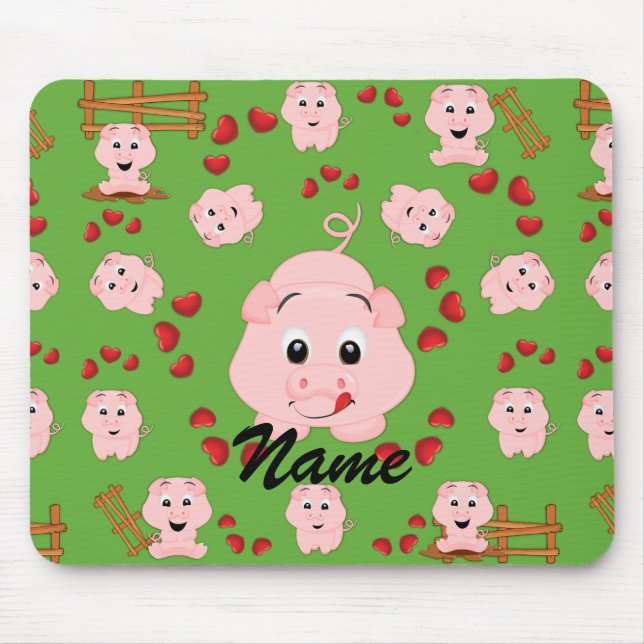 Skriv ut "Cute Little Piggies" och "Hearts Mönster Musmatta (Framsidan)