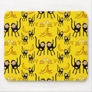 Skriv ut Cute Monkey och Banana Musmatta
