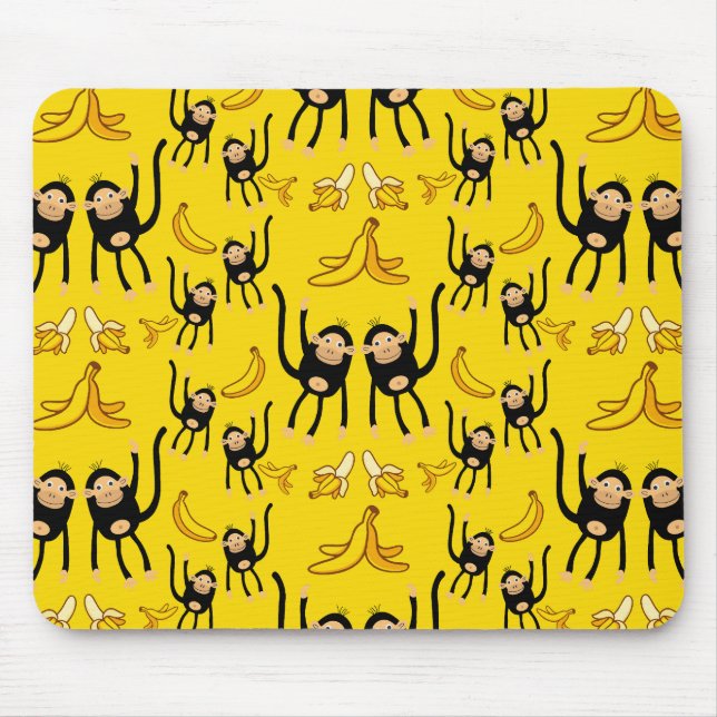 Skriv ut Cute Monkey och Banana Musmatta (Framsidan)