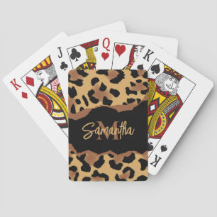 Skriv ut Cute Monogram Leopard Casinokort