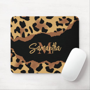 Skriv ut Cute Monogram Leopard Musmatta