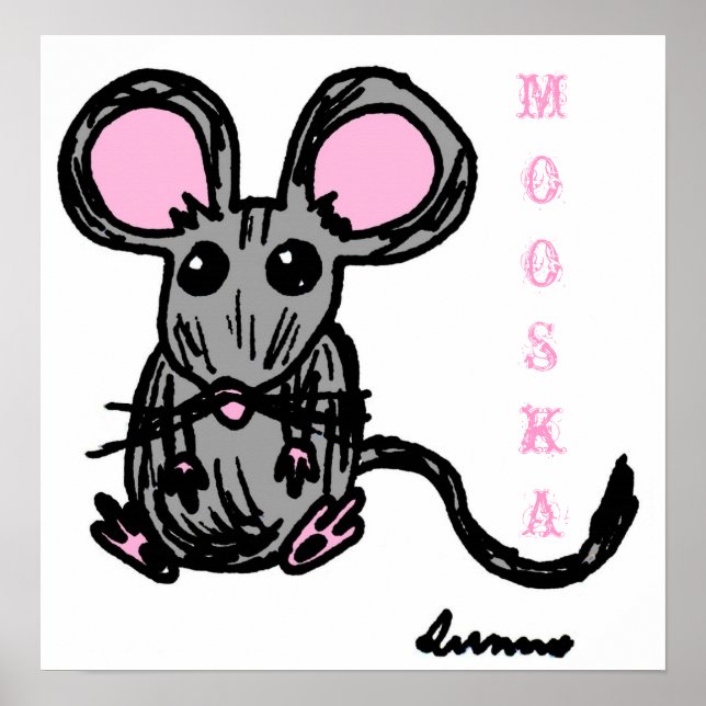 Skriv ut Cute Mooska Mouse Poster (Framsidan)