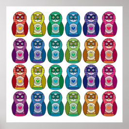 Skriv ut - Cute Rainbow Matryoshka Uggla Poster