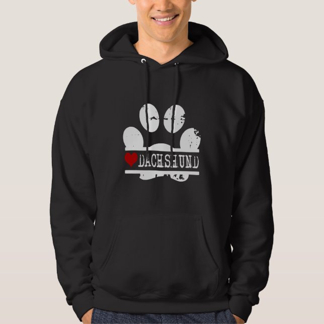 Skriv ut Dachshund Hund Paw Hoodie (Framsida)