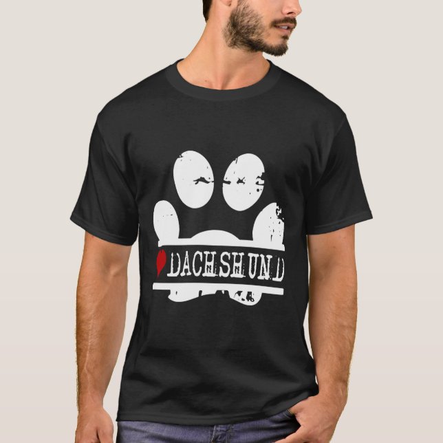 Skriv ut Dachshund Hund Paw T Shirt (Framsida)
