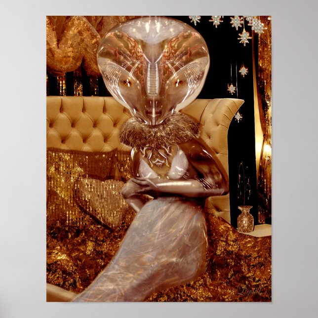 Skriv ut dam Grått Poster (Framsidan)