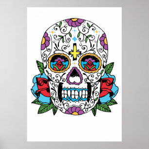 Skriv ut Day of the dead Mexican Skull Art Poster