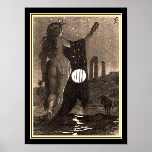 Skriv ut "De tysta stegen i Dreamland" Art nouveau Poster (Framsidan)