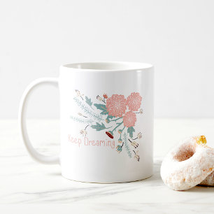 Skriv ut dekorativ Blommigt för Rosa med offert Kaffemugg