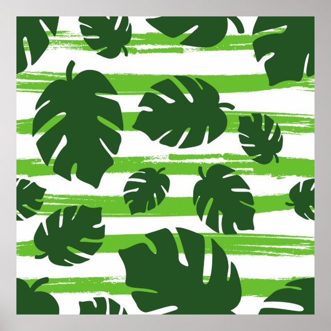 Skriv ut den exotiska djungelväxten handflatan lea poster (Framsidan)