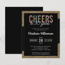 Skriv ut det moderna 30års födelsedag Party Leopar