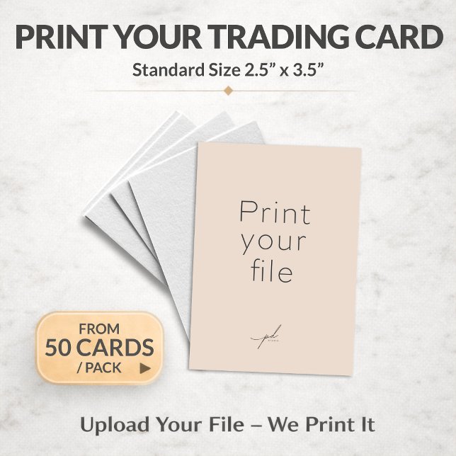 SKRIV UT DIN FIL: Handel med kort 2,5 x 3,5 tum (PRINT YOUR FILE: Trading Card 2.5 x 3.5 inches)