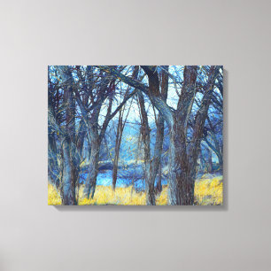 Skriv ut djupblått skog på Träd Canvas Art