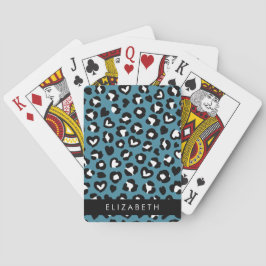 Skriv ut djur, blå leopard, hjärter, ditt namn casinokort