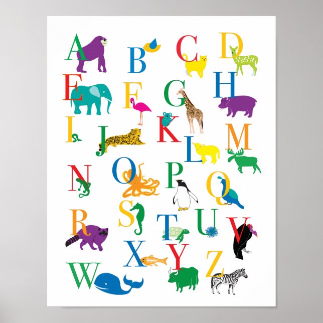 Skriv ut djurets alfabet poster (Framsidan)