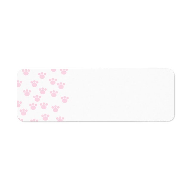 Skriv ut djurpaw. Ljusa rosa och vita Mönster. Returadress Etikett (Framsidan)