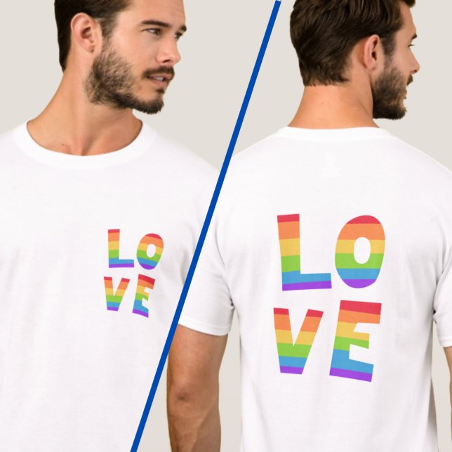 Skriv ut Dubblan Rainbow KÄRLEK Gay pride LGBTQ  T Shirt (Skapare uppladdad)