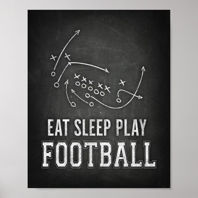 Skriv ut EAT SLEEP PLAY FOOTBALL-signaturkrita Poster (Framsidan)