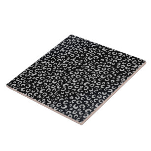 Skriv ut elegant Black Silver Glitter Leopard Anim Kakelplatta