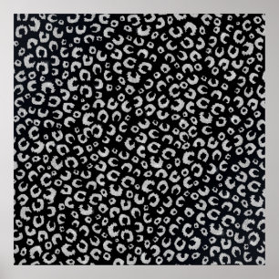 Skriv ut elegant Black Silver Glitter Leopard Anim Poster