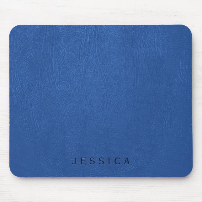 Skriv ut elegant Blue Faux Leather Struktur Musmatta (Framsidan)