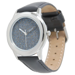 Skriv ut elegant Blue Glitter Black Guld Leopard Armbandsur