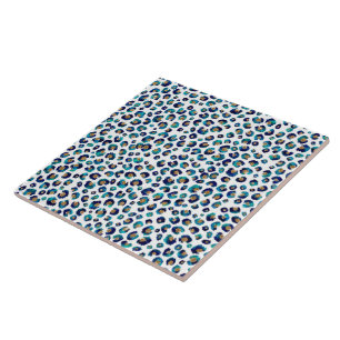 Skriv ut elegant Blue Guld Glitter Leopard Animal Kakelplatta