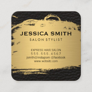 Skriv ut elegant Faux Metallic Guld Leather Fyrkantigt Visitkort