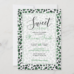Skriv ut elegant Grönt Glitter Black Leopard Anima
