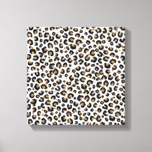 Skriv ut elegant Guld Glitter Black Leopard Animal Canvastryck